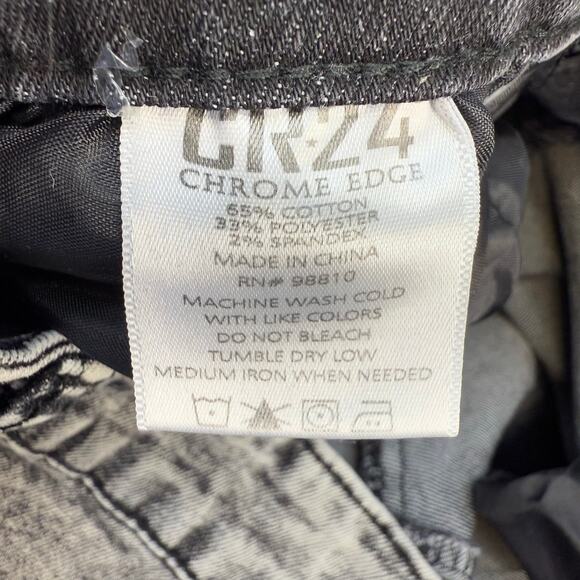 CR24 Jeans Women's 34 (18) Black Chrome Edge Acid Wash Distressed Tapered Leg - Picture 8 of 14